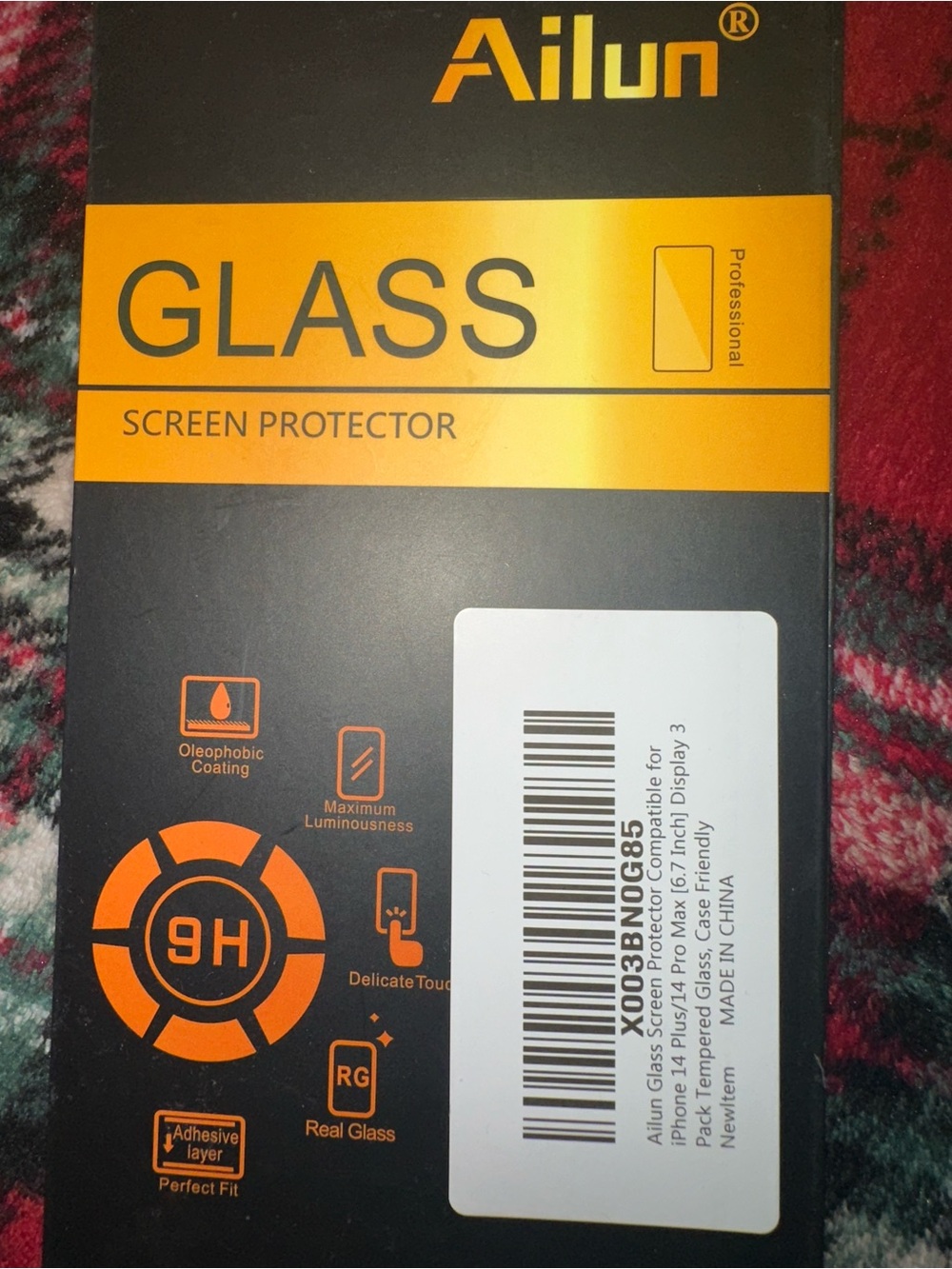Ailun GLASS Screen Protector - Black & Orange Packaging- NWT 📱